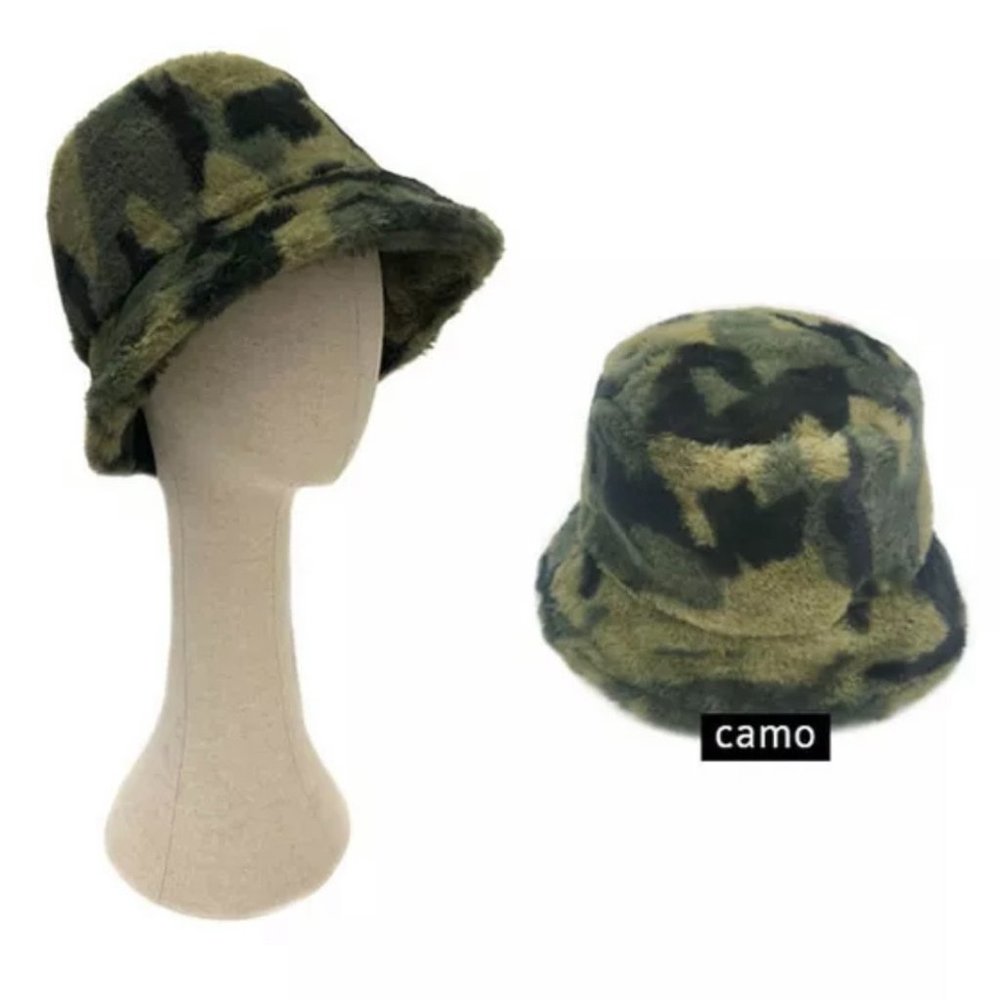 [New] camo fur bucket hat - Picture 8 of 8